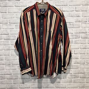 Basic Options Long Sleeve Button Down Shirt XL Vintage Striped 100% Cotton